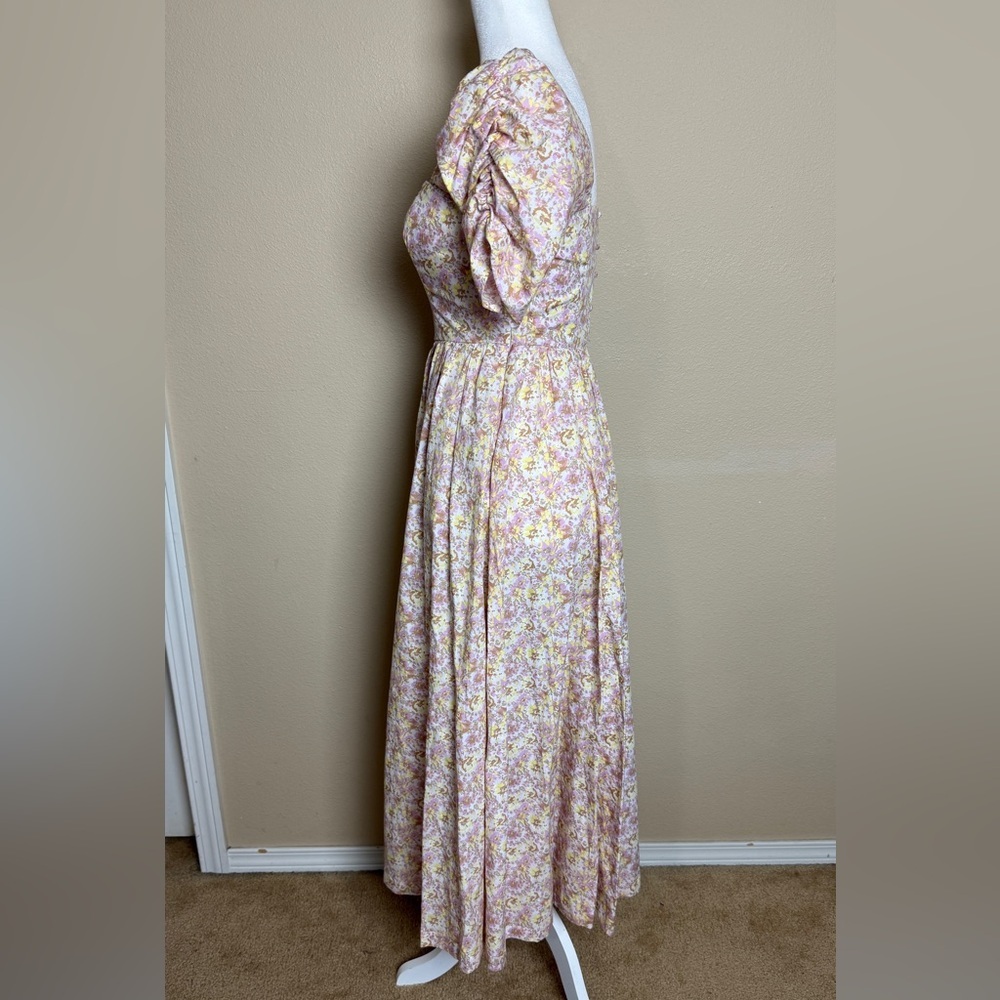 Free People She’s a Dream Floral Print Puff Sleeve Midi Dress Size 2 - Picture 8 of 15